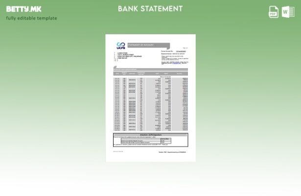 модерен стил Филипини UCPB банкарски извод на сметката шаблон ексел